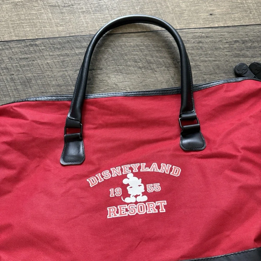 VTG Walt Disney World Resort Parks Mickey Mouse Carry On Duffle Bag Faux Leather - Picture 2 of 12